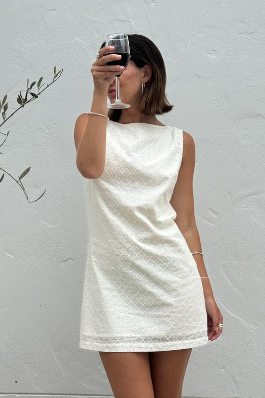 Porto Eyelet Mini Dress