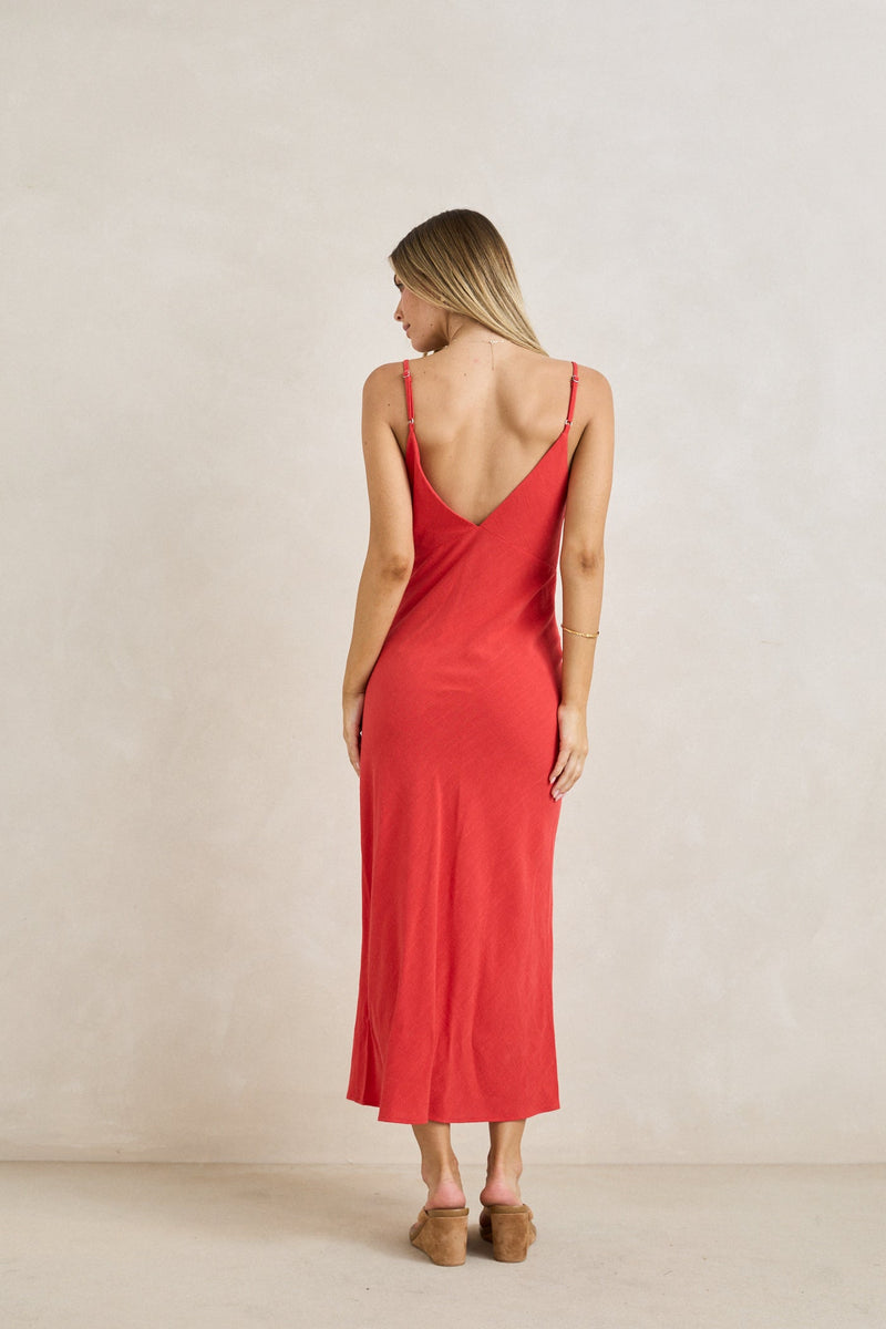 Sunny Days Linen Bias Midi Dress