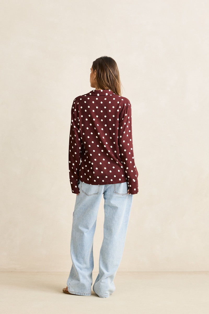 Polka Dot Tie Front Shirt