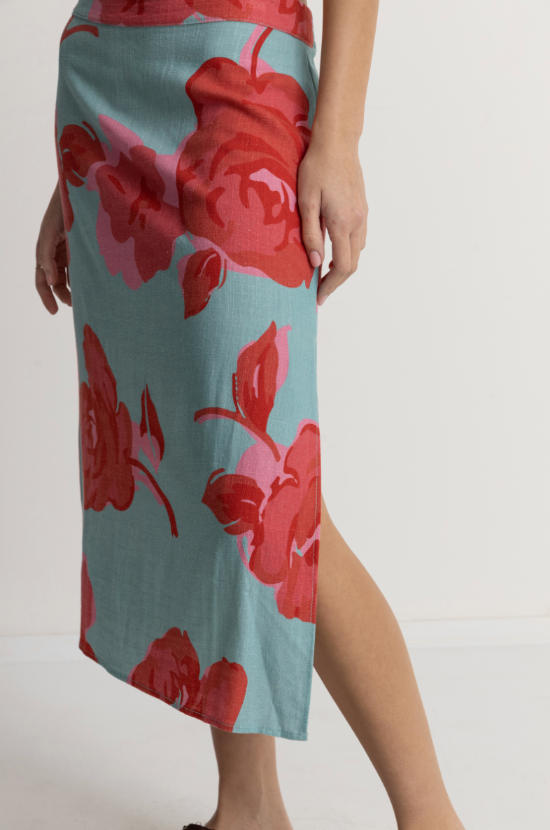 Inferna Floral Low Rise Midi Skirt