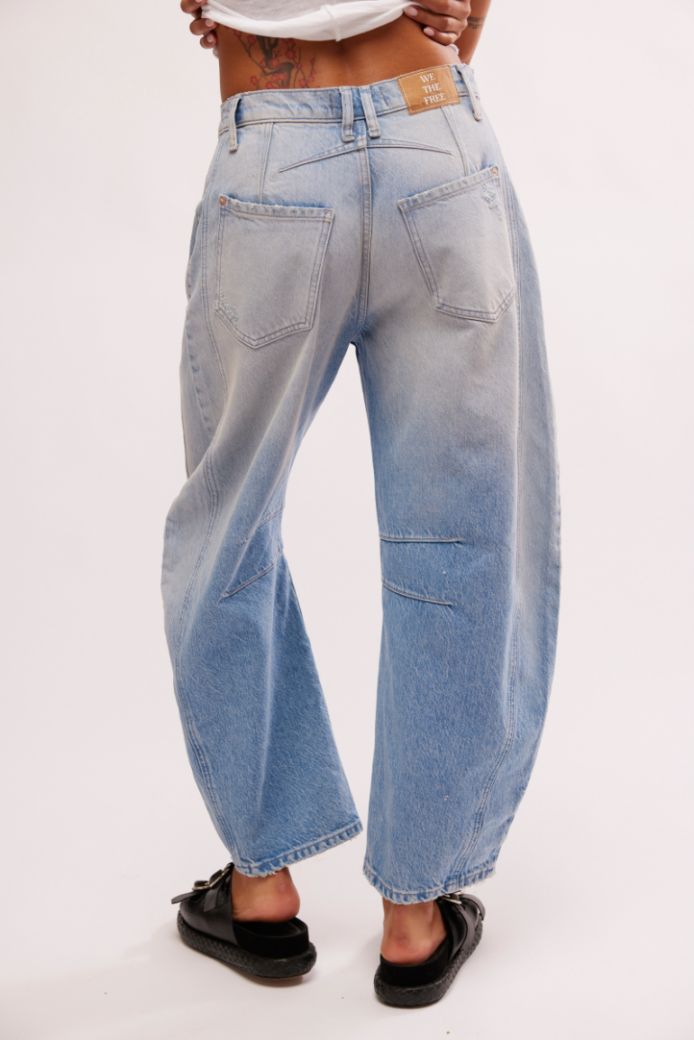 We The Free Good Luck Mid-Rise Barrel Jeans