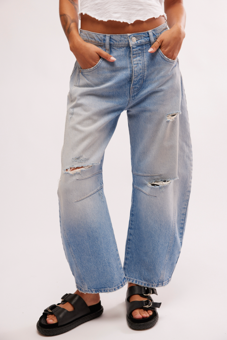 We The Free Good Luck Mid-Rise Barrel Jeans