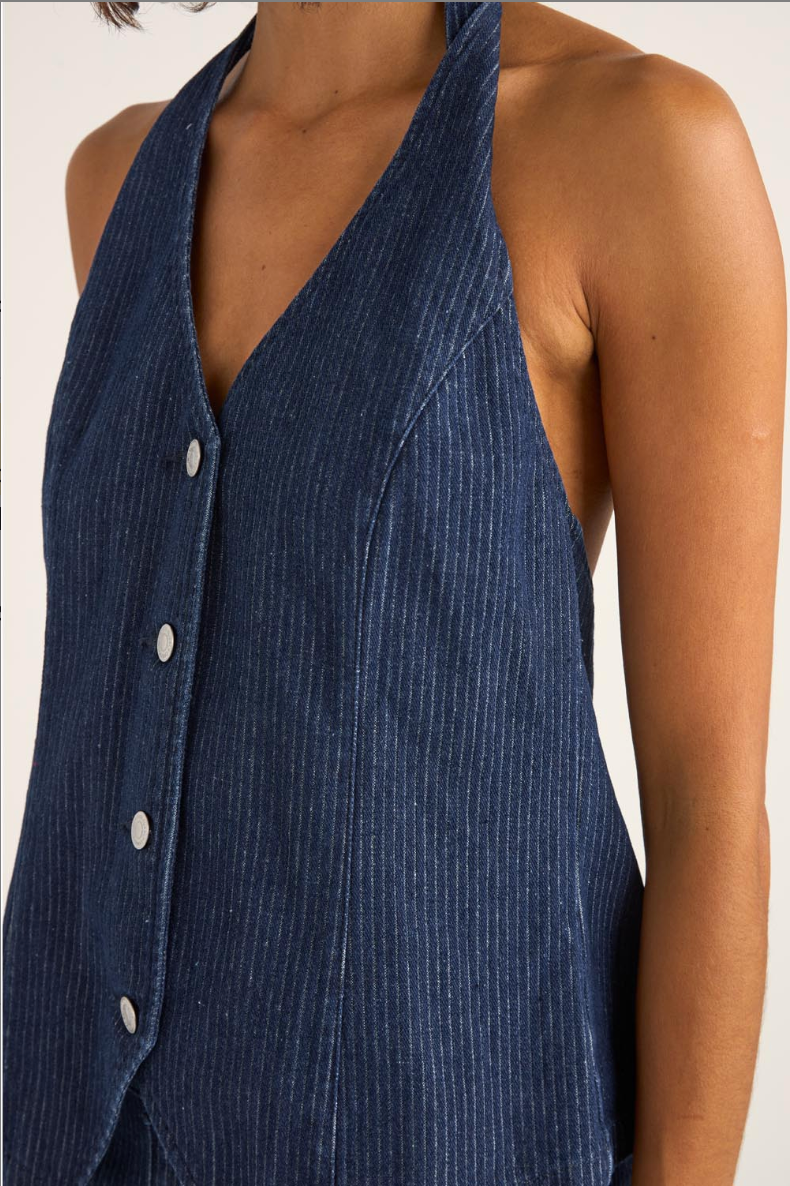 Pinstripe Halter Vest