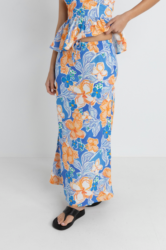 Paradise Floral Bias Cut Maxi Skirt