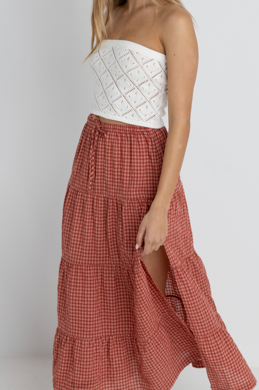 Lola Check Tiered Maxi Skirt