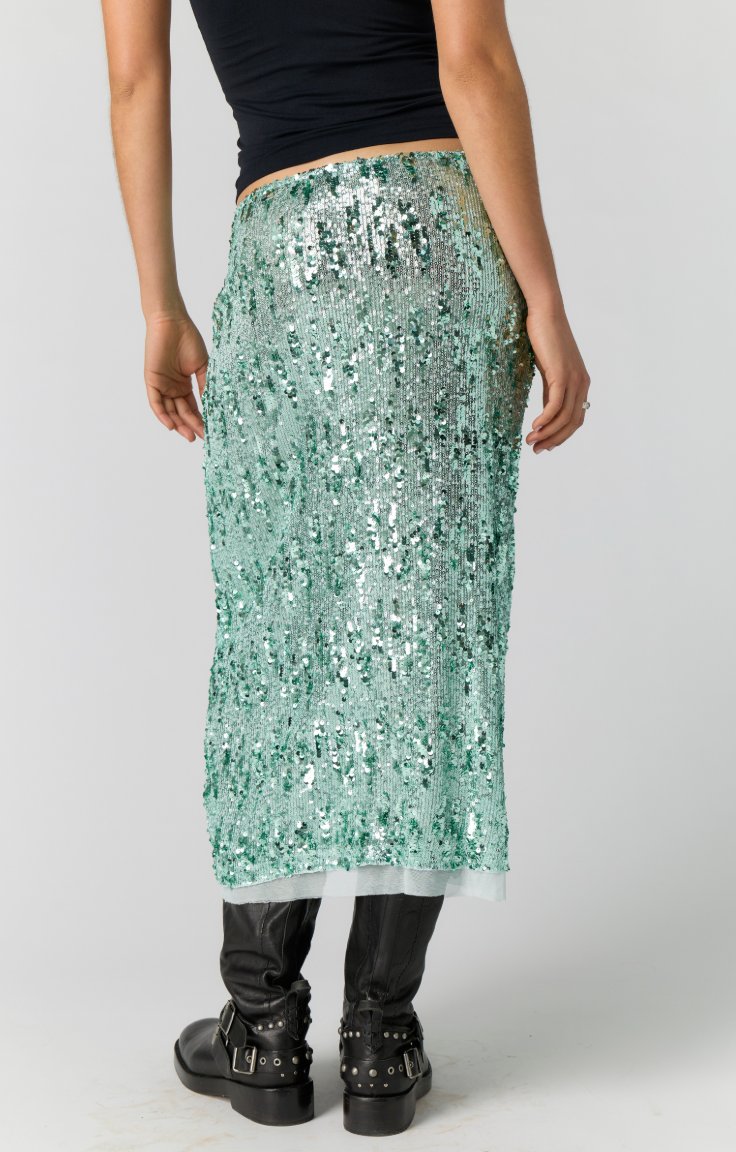 Party Trick Sequin Midi Slip Skirt