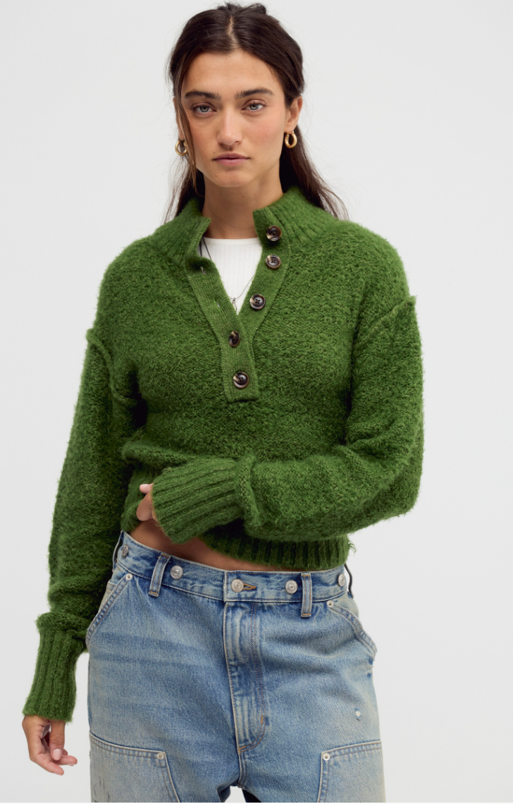 Tucked Henley Pullover