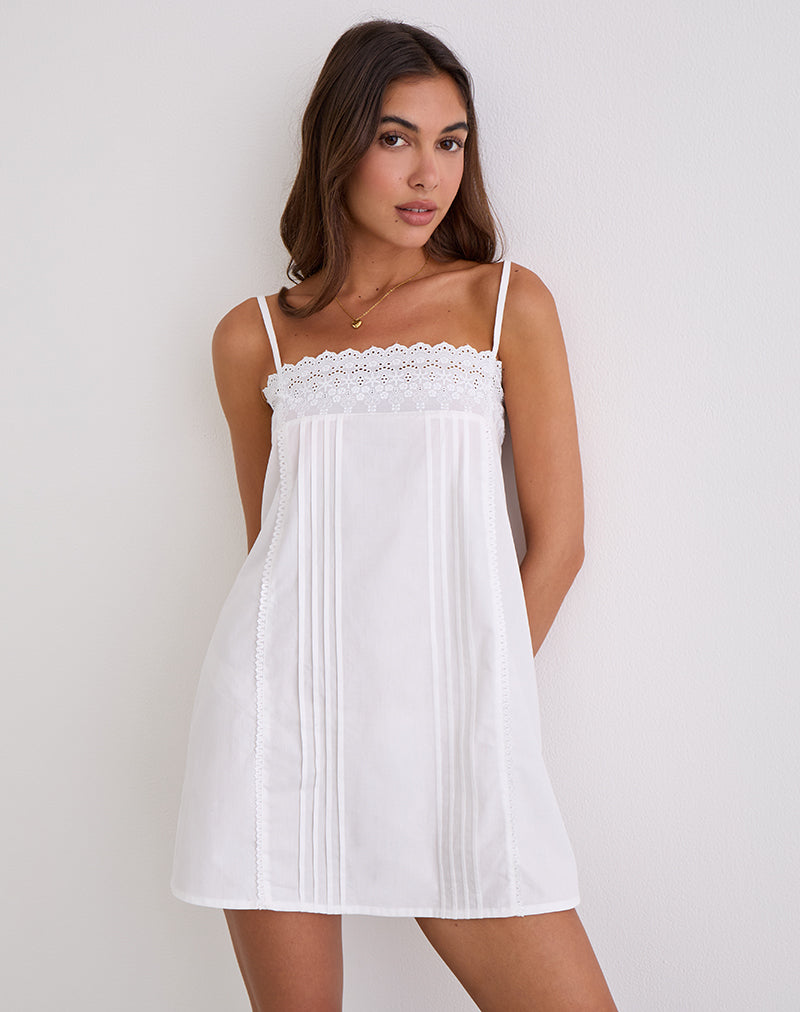 Yoshiko Broderie Trim Mini Dress