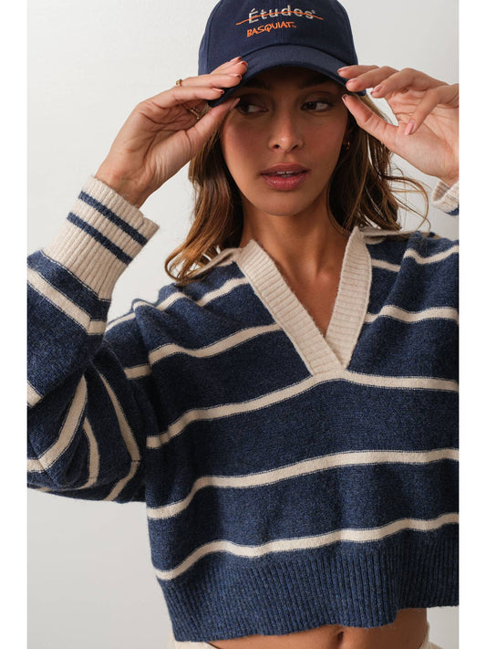 Striped collared Soft Sweater