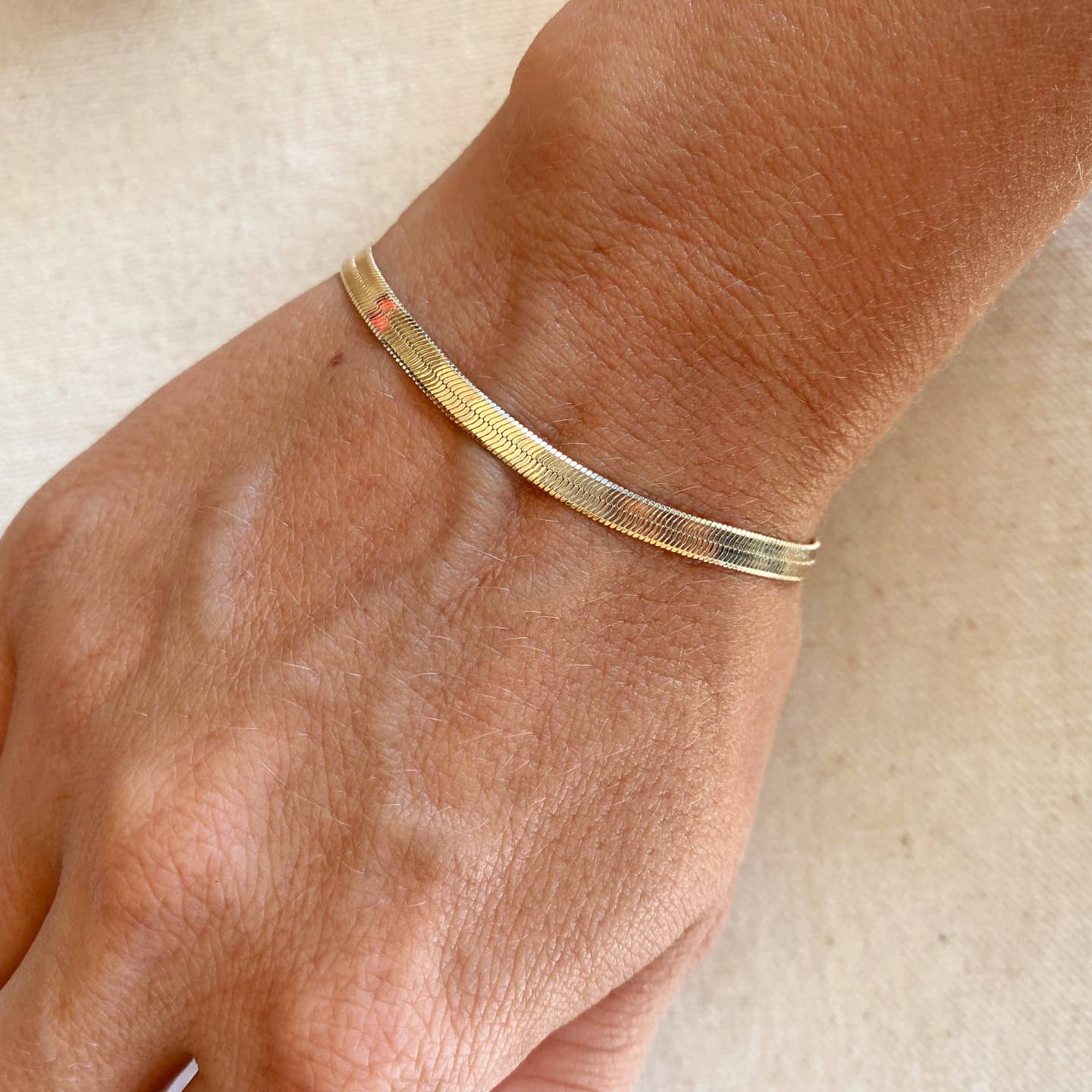 18k Gold Filled Herringbone Bracelet