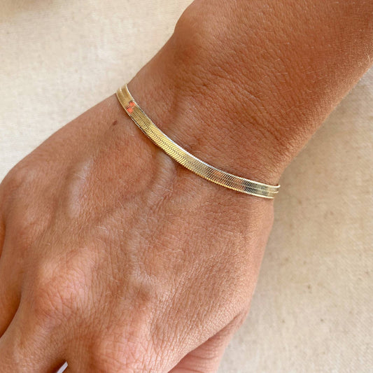 18k Gold Filled Herringbone Bracelet