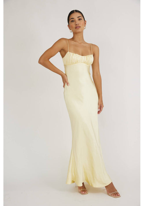 Satin Ruched Maxi Dress