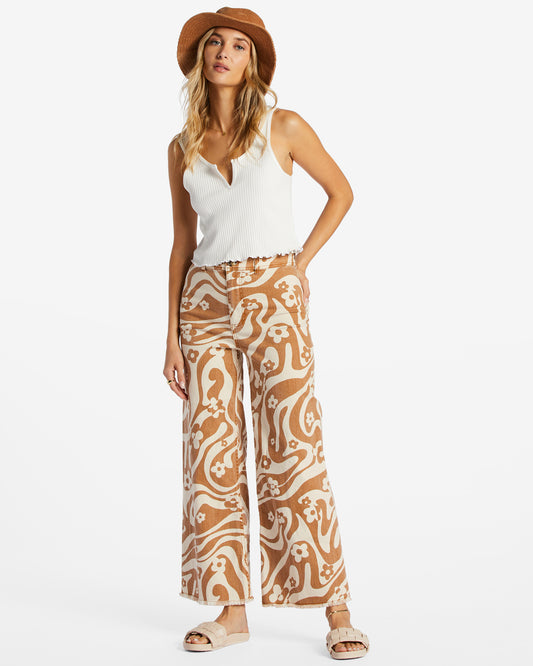 Free Fall Print Wide Leg Pants (Cider)