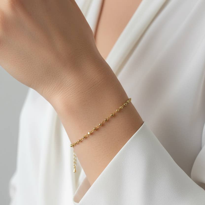 18K Gold Filled 2.5mm Beaded Bracelet