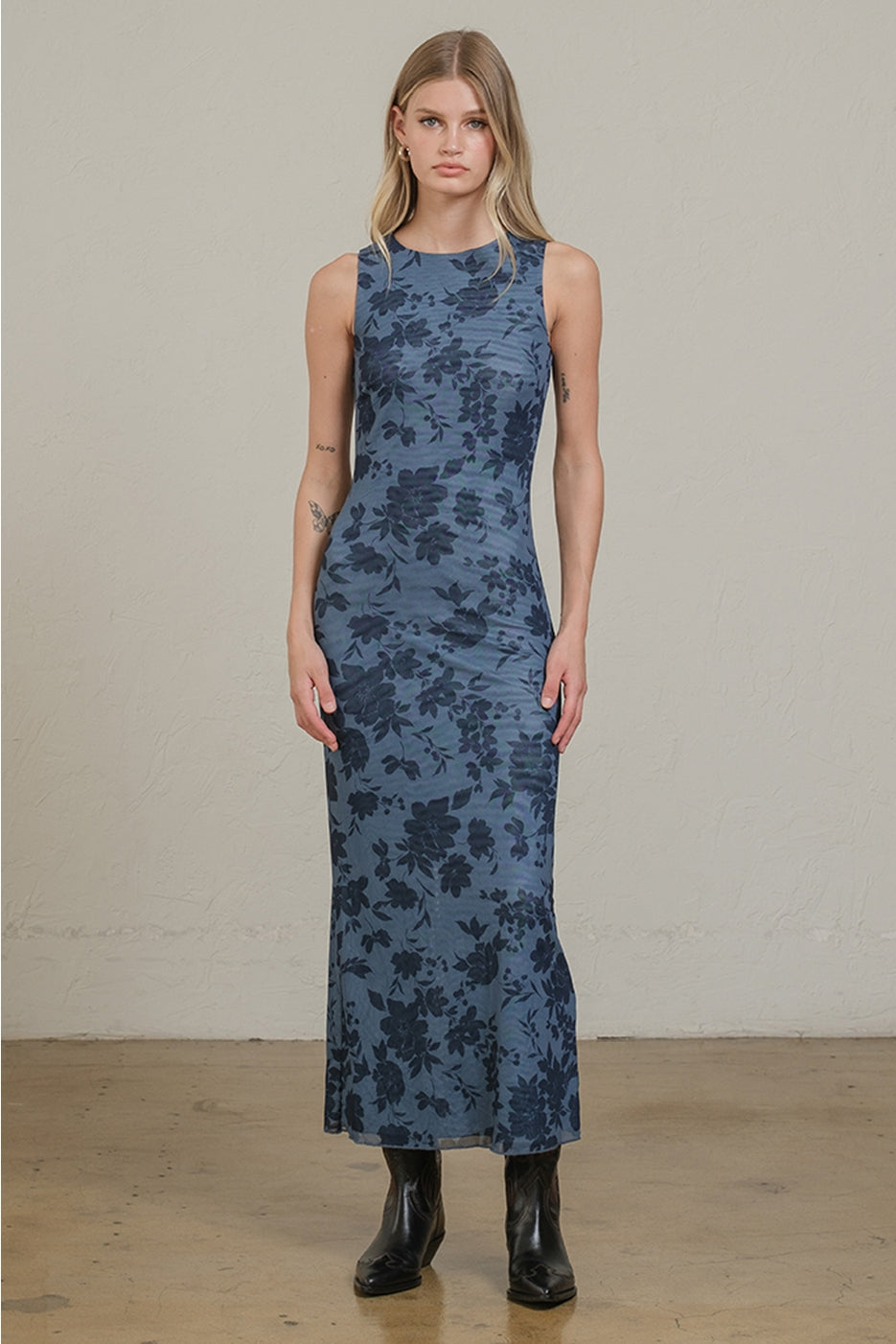 Midnight Bloom Mesh Dress