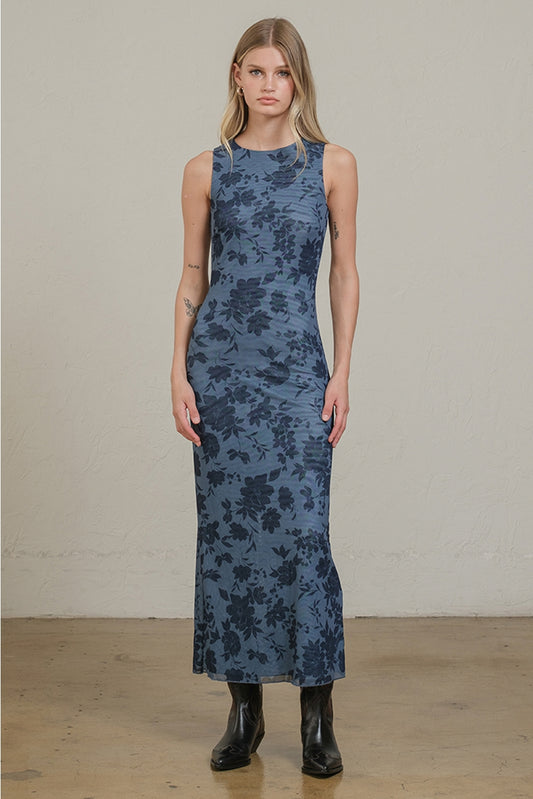 Midnight Bloom Mesh Dress