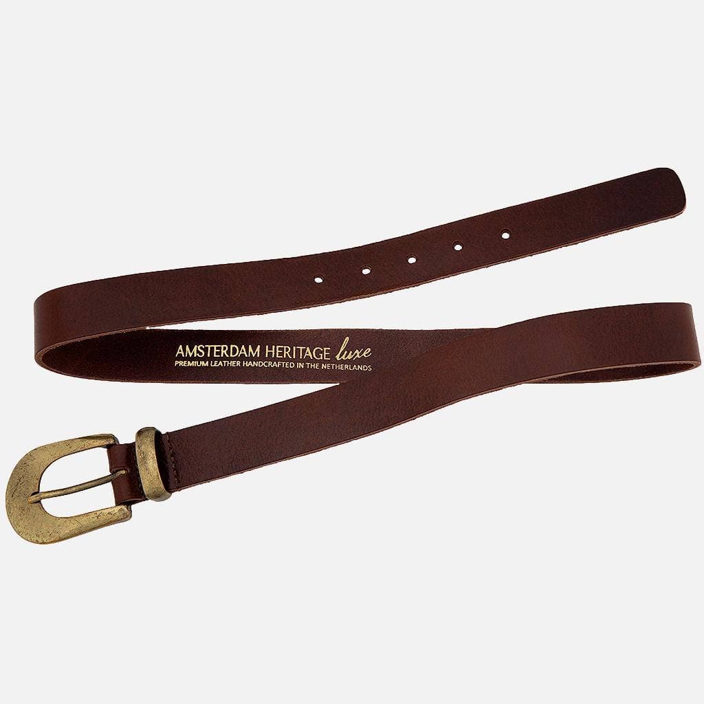 Annie | Gold Buckle Skinny Leather Belt