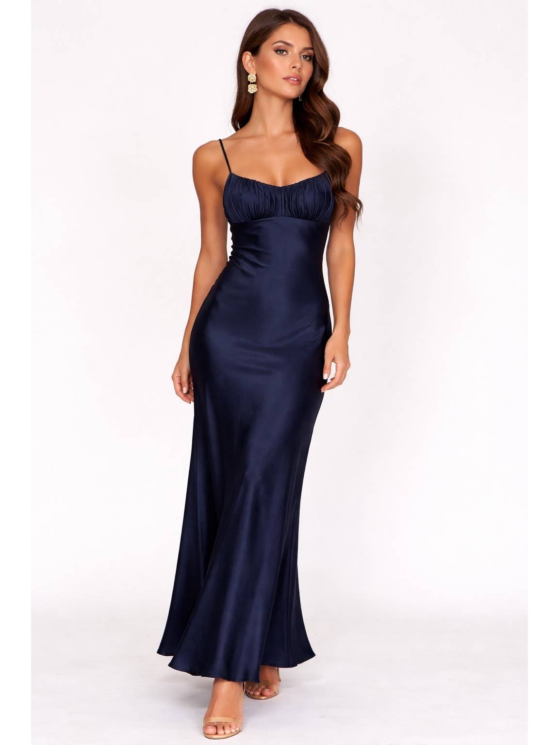Satin Ruched Maxi Dress
