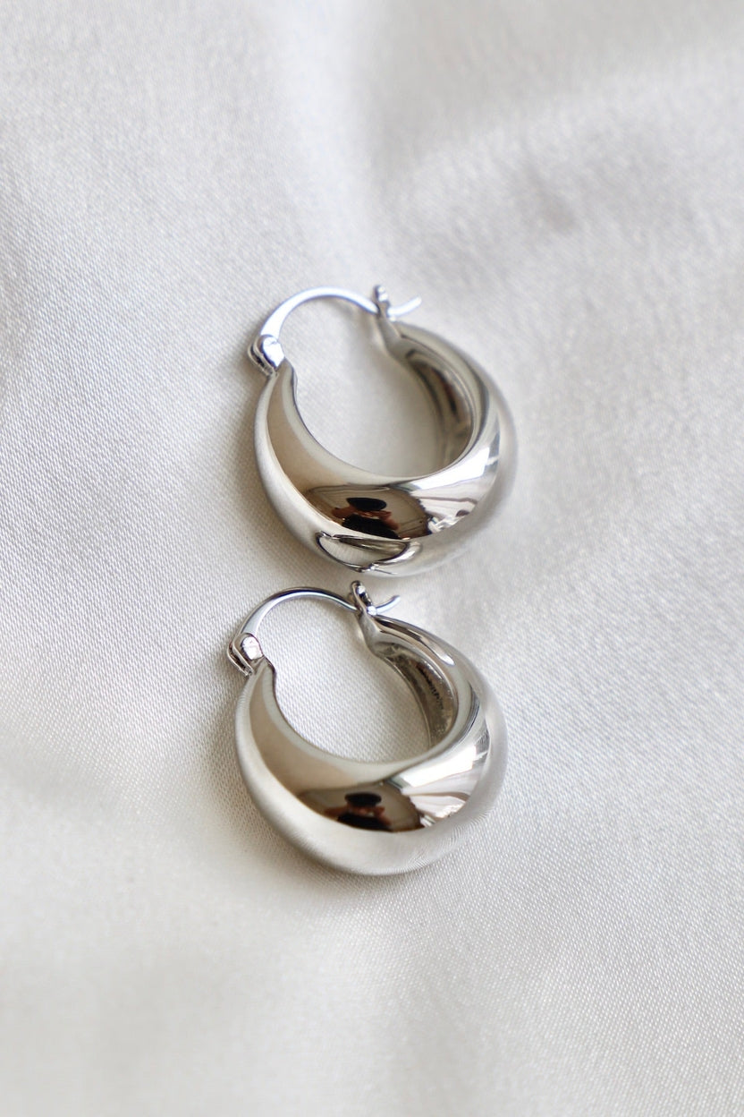 Silver Choco Chunky Hoop Earrings