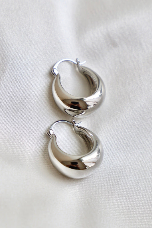 Silver Choco Chunky Hoop Earrings