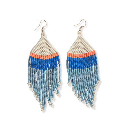 Erin Color Block Stripe Beaded Fringe Earrings