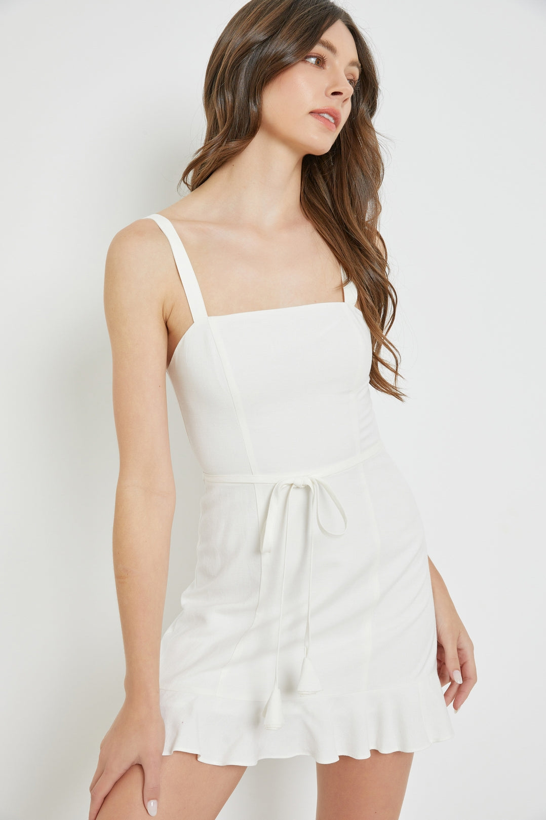 Ruffle Hem Shoulder Strap Dress