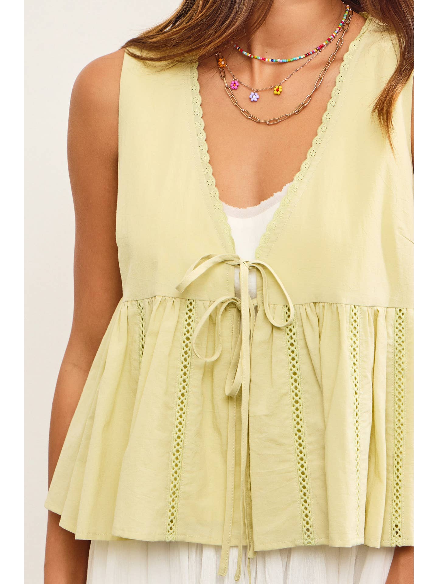 Tie Front Sleeveless Peplum Top