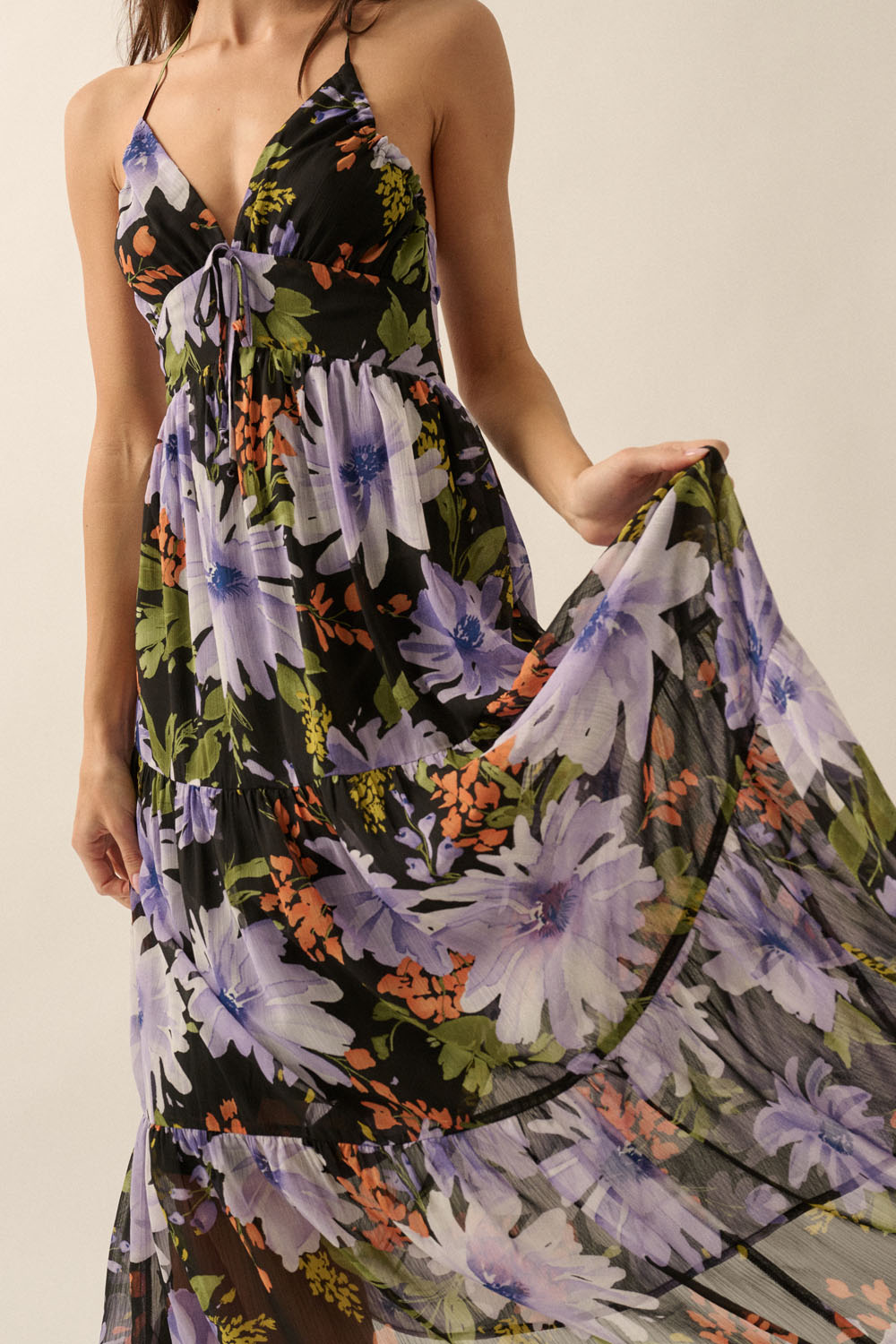 Floral Chiffon Maxi Dress