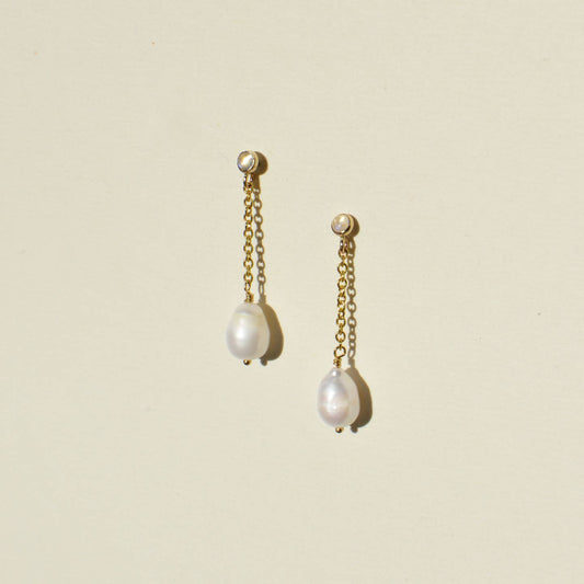 Moonstone Pearl Drop Earrings