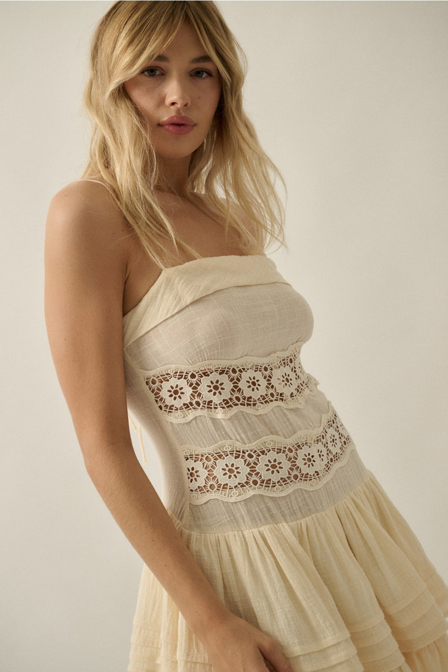 Cotton Gauze Drop-Waist Mini