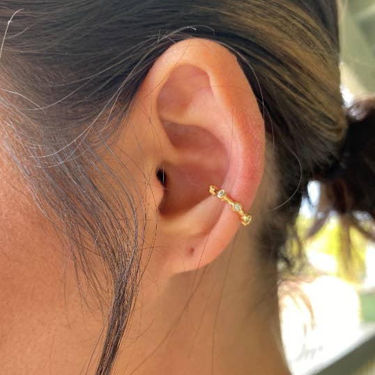 18k Gold Filled Ear Cuff with Bezel Cubic Zirconia