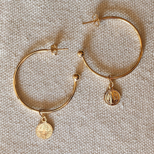 18k Gold Filled Saint Benedict C Hoop