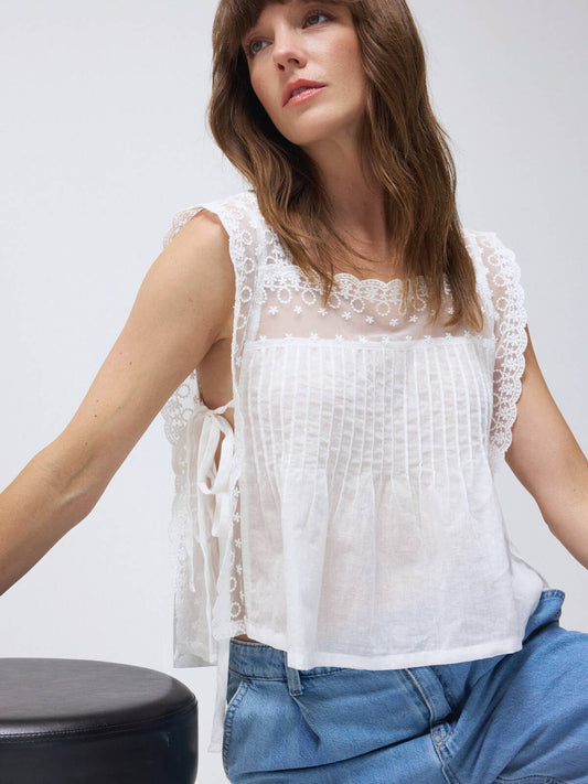 Embroidered Lace Cotton Top