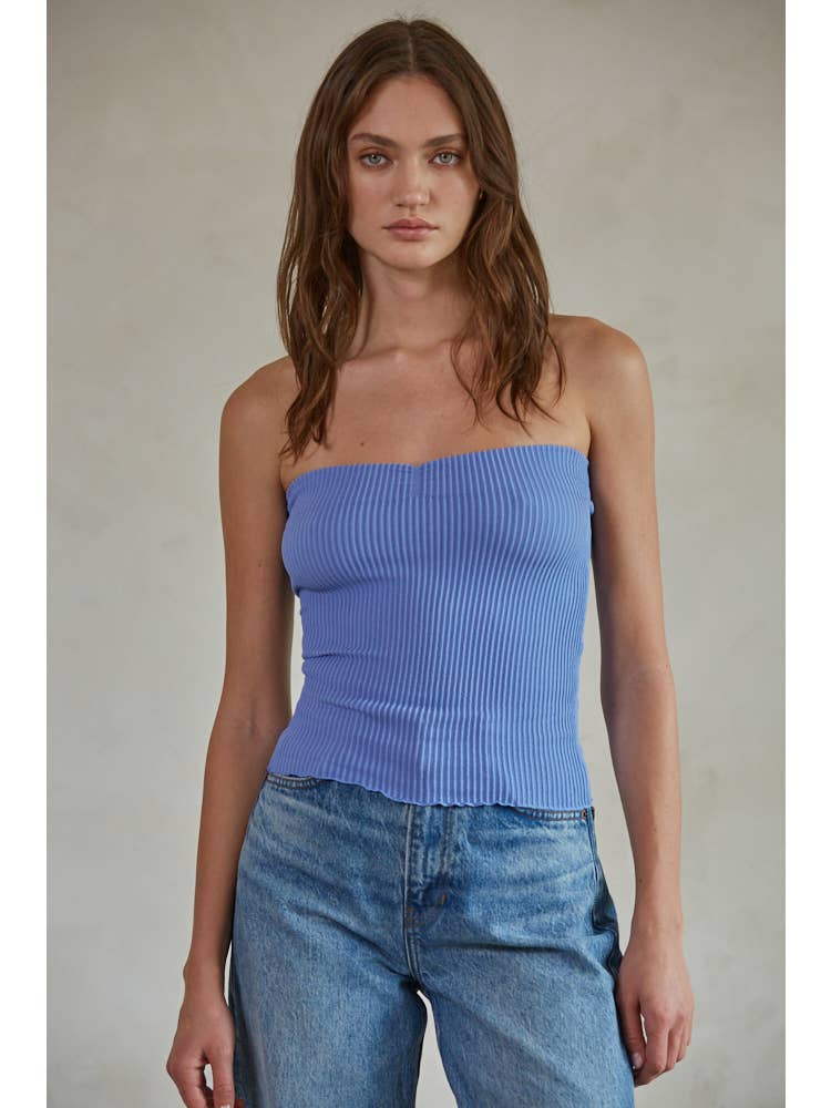 Sweetheart Neckline Seamless Ribbed Tube Top