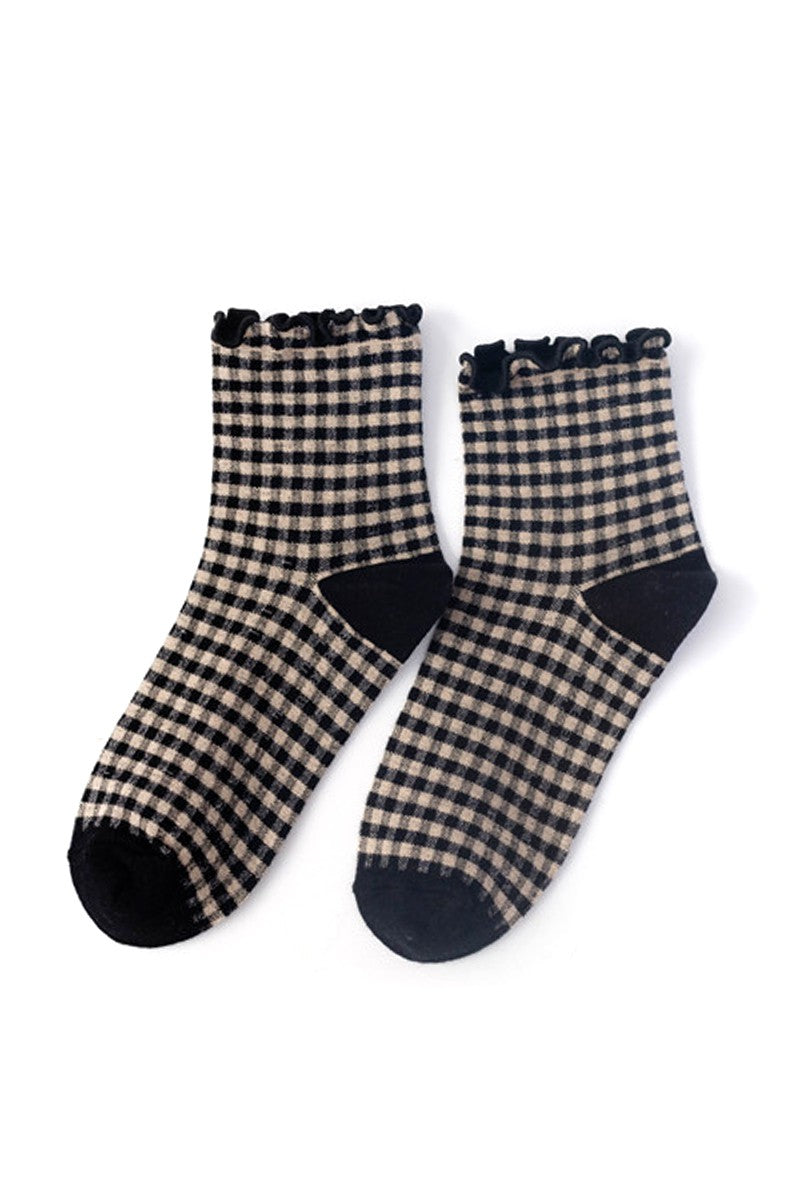 Ruffle Plaid Socks