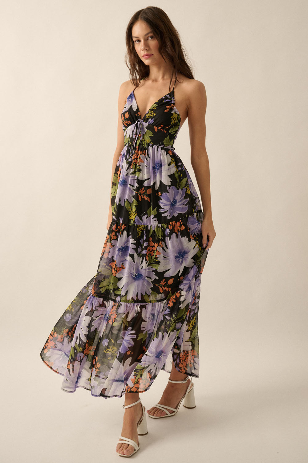 Floral Chiffon Maxi Dress