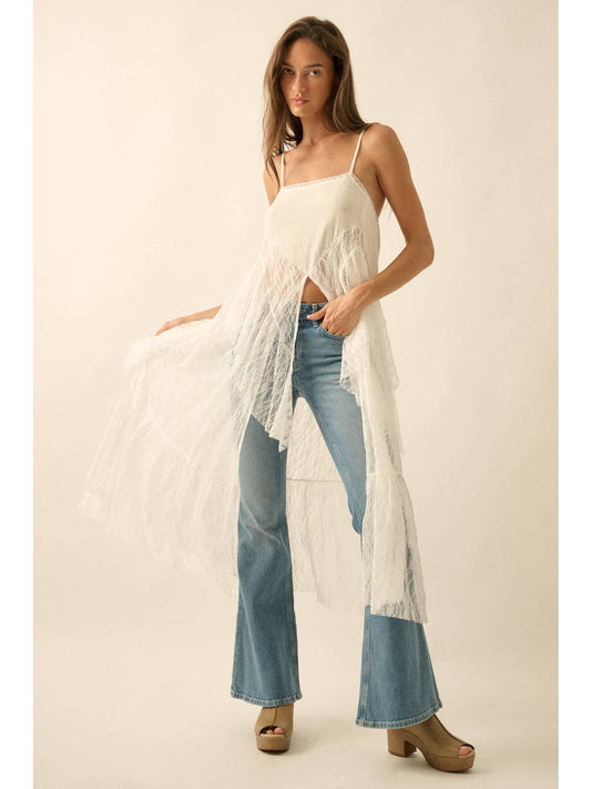 Ruffled Lace Flyaway Maxi Cami Top