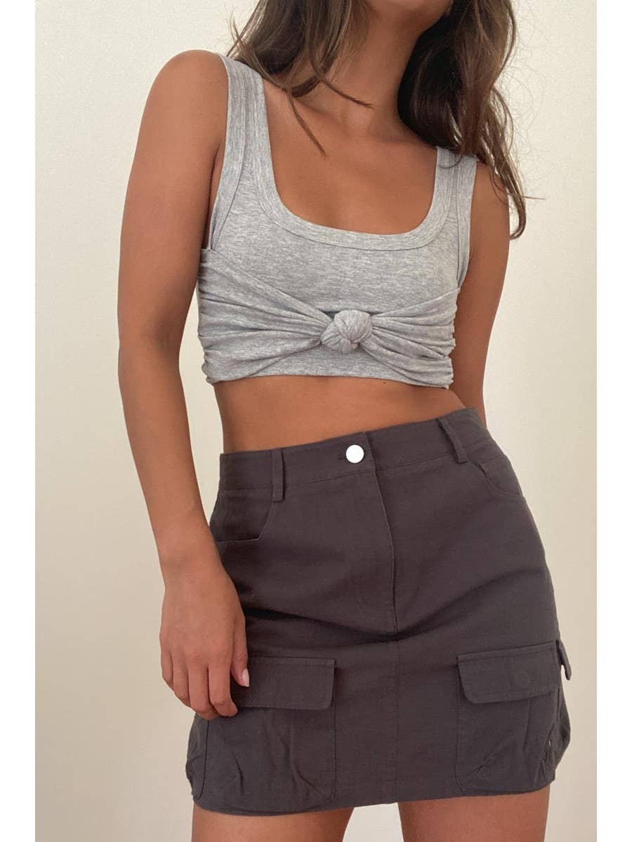 Mid-Rise Cargo Mini Skirt