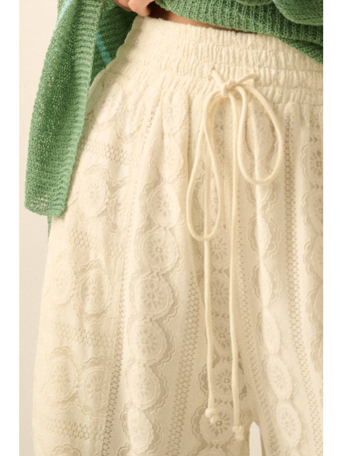 Floral Lace Drawstring Balloon Pants