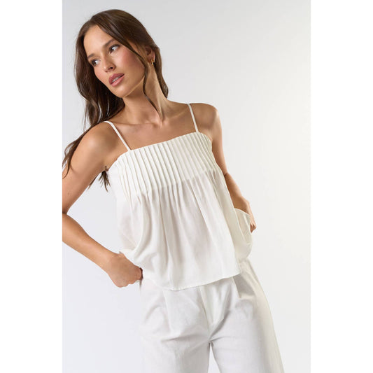 Spaghetti Strap Pleated Tank Top