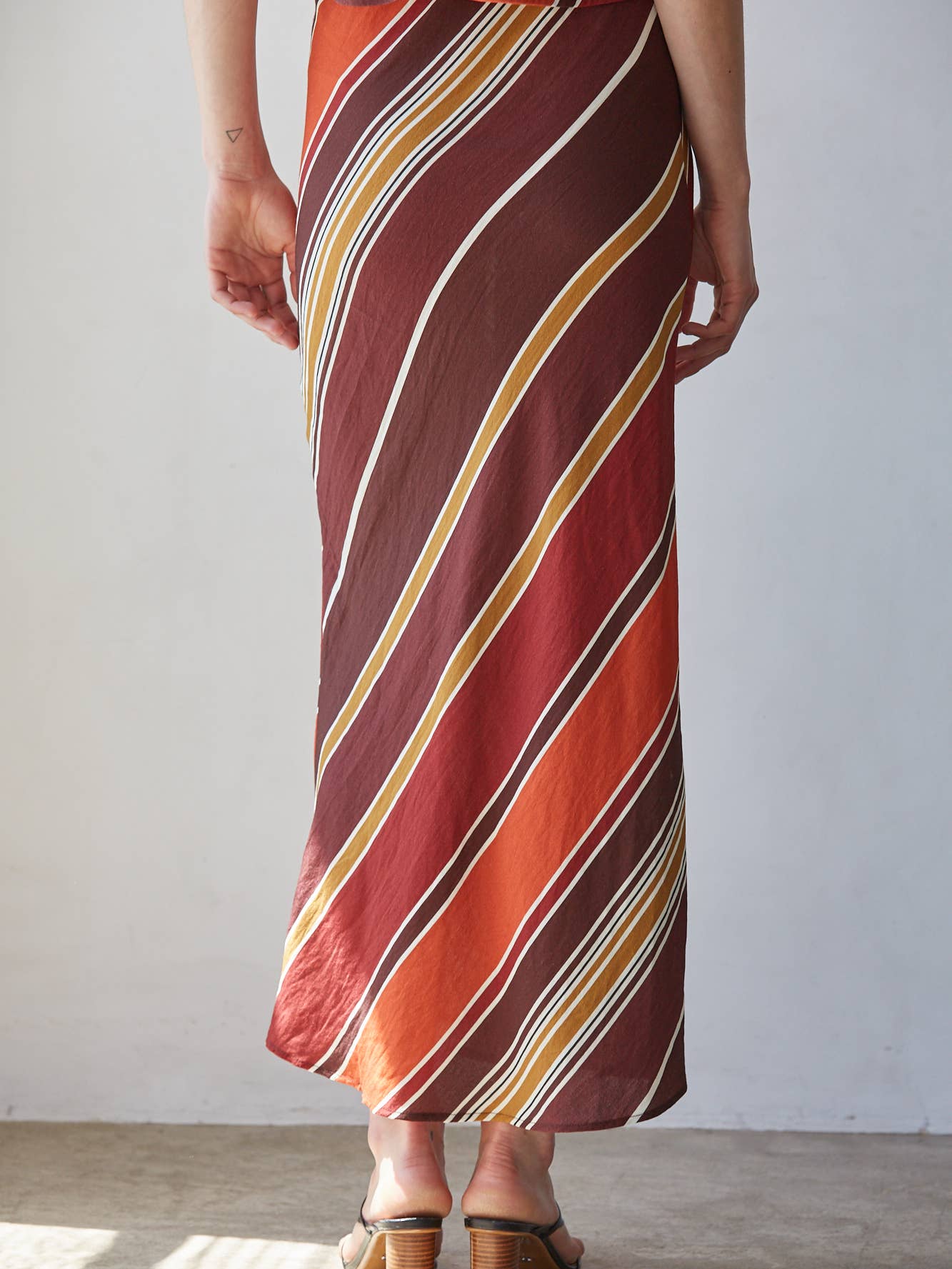 Striped Flare Maxi Skirt
