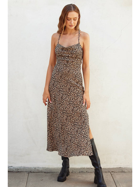 Serengeti Cowl Neck Criss Cross Maxi Dress