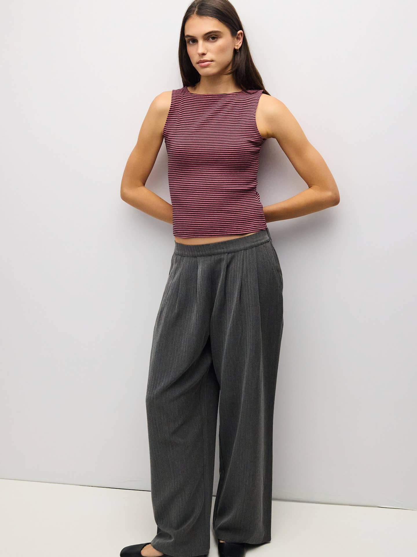 The Adrienne Top | Striped Wide Neck Tank