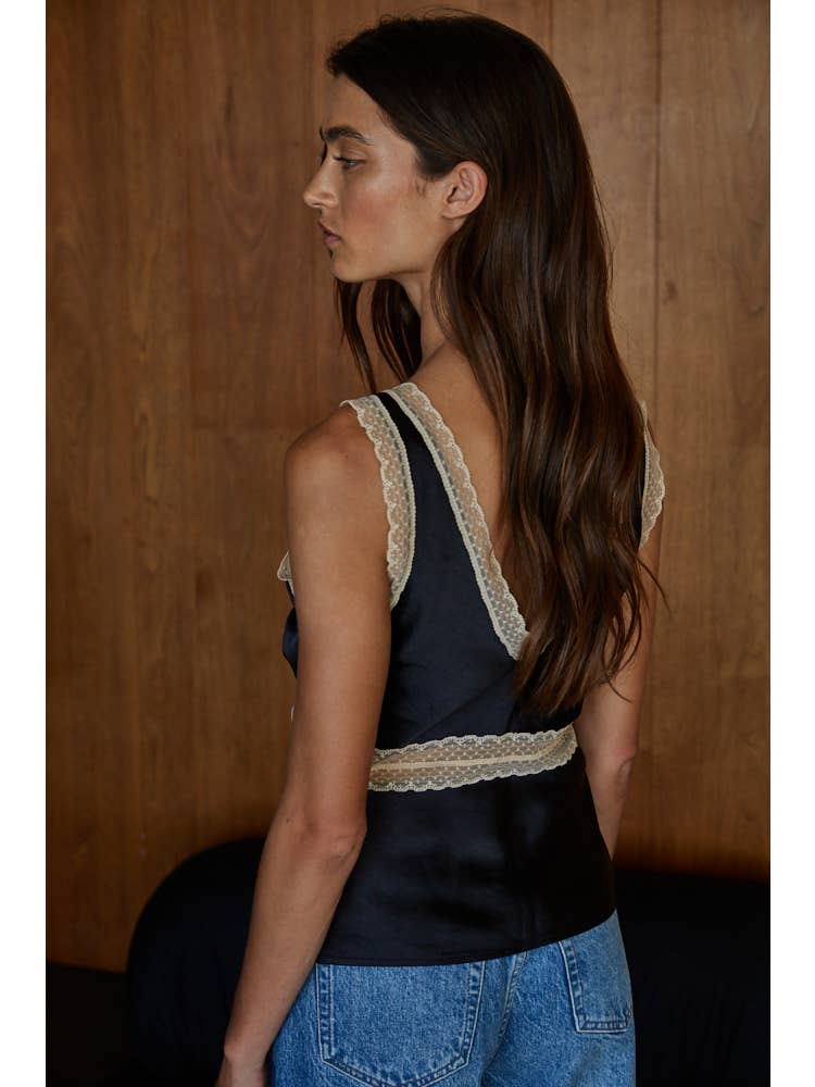 Satin Lace Sleeveless Top