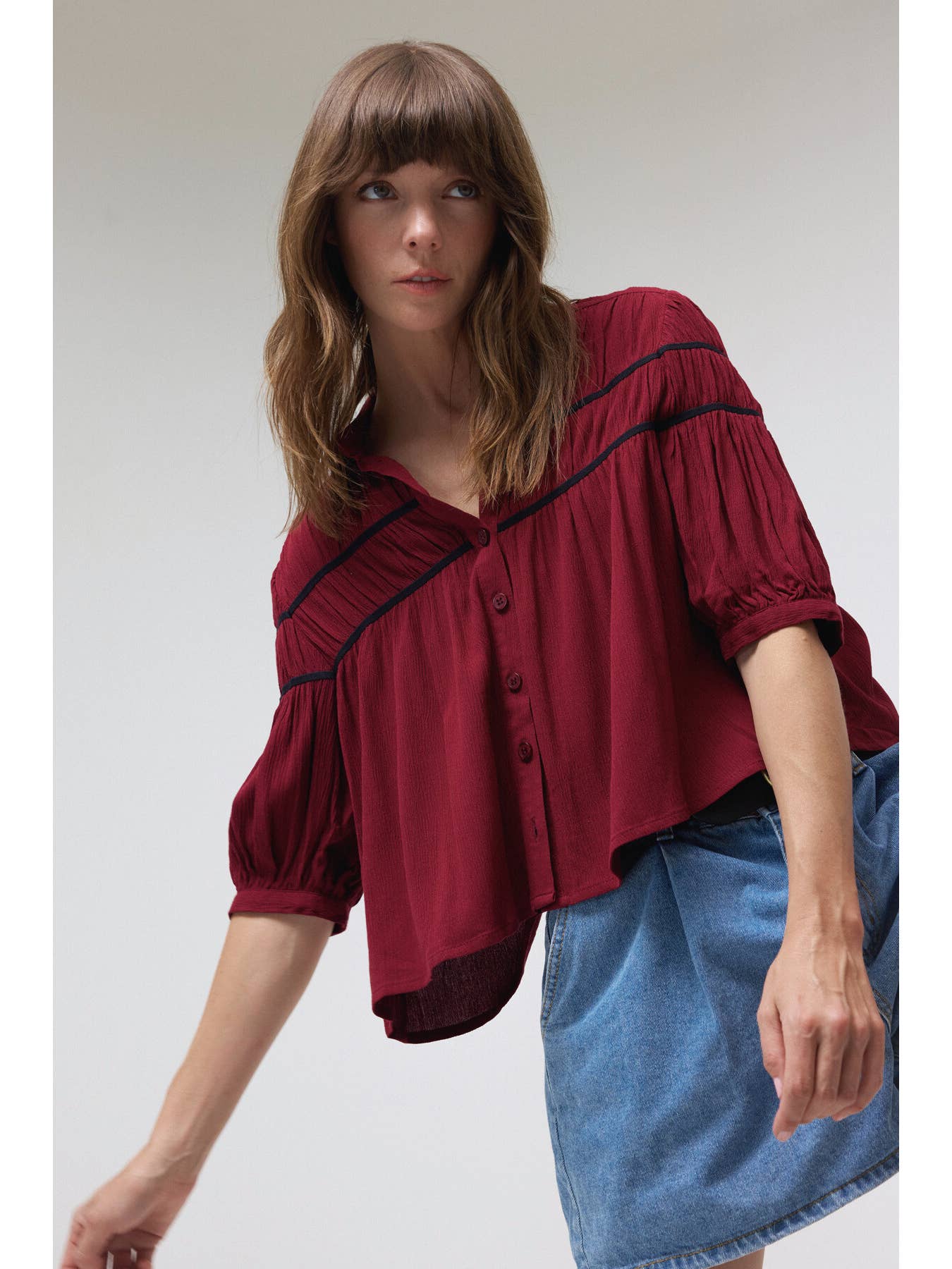 Textured Pleated Blouse