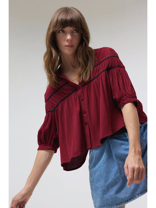 Textured Pleated Blouse