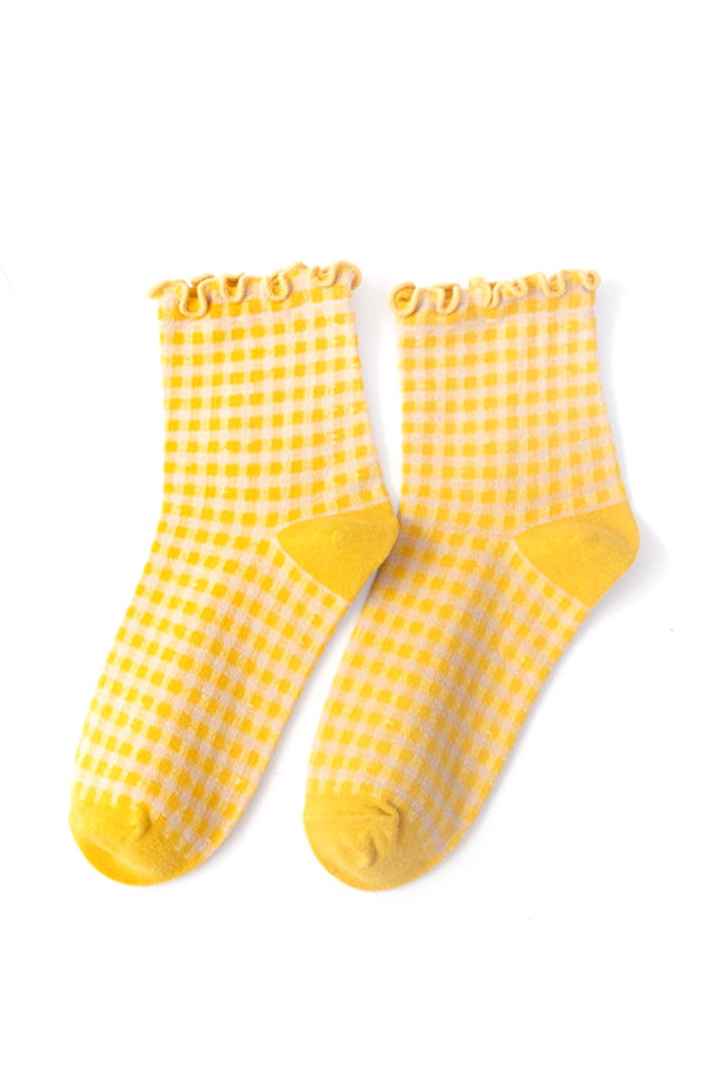 Ruffle Plaid Socks