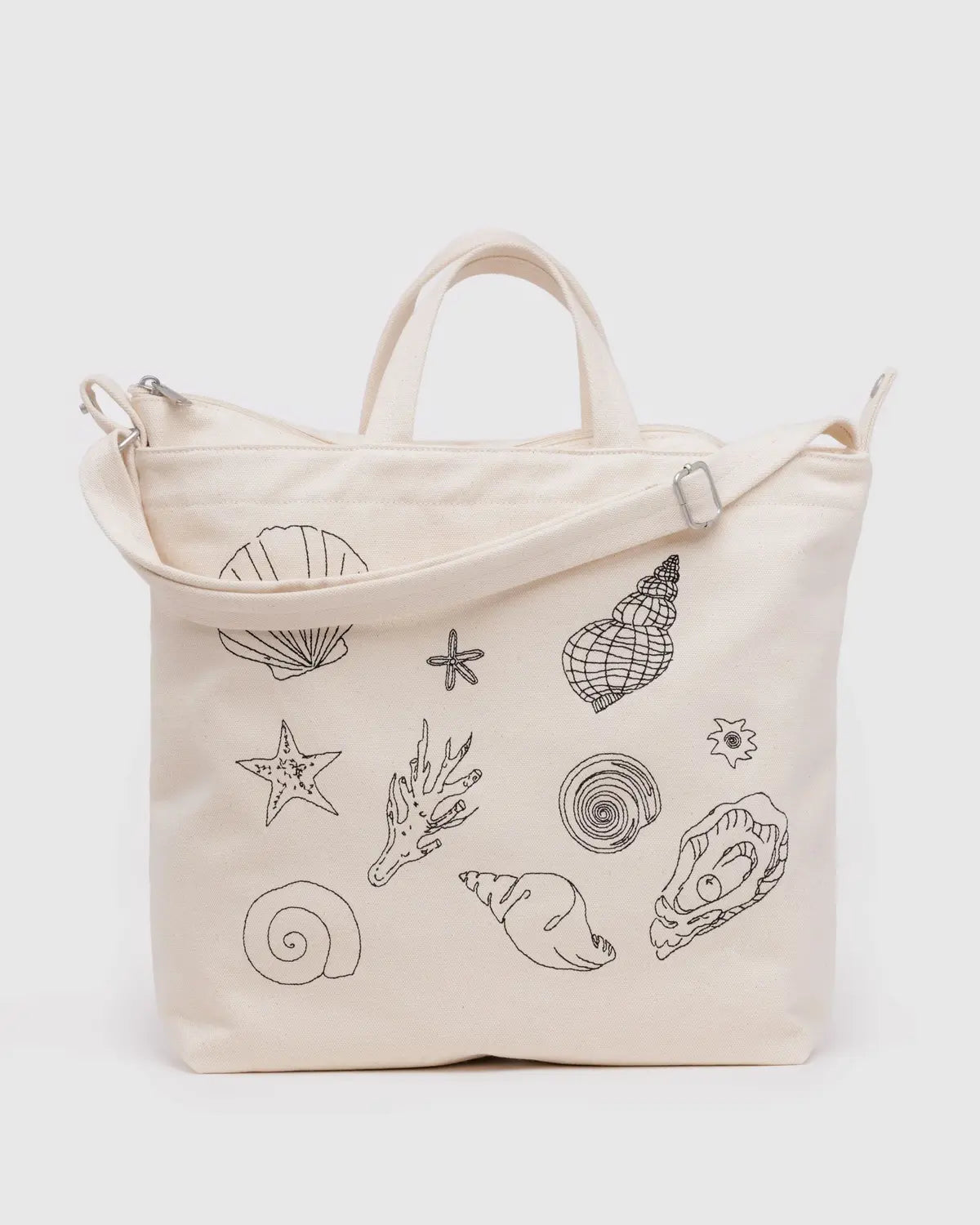 Embroidered Horizontal Zip Duck Bag