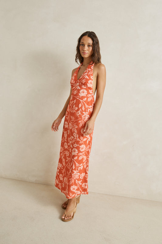 rosalie floral halter neck maxi dress