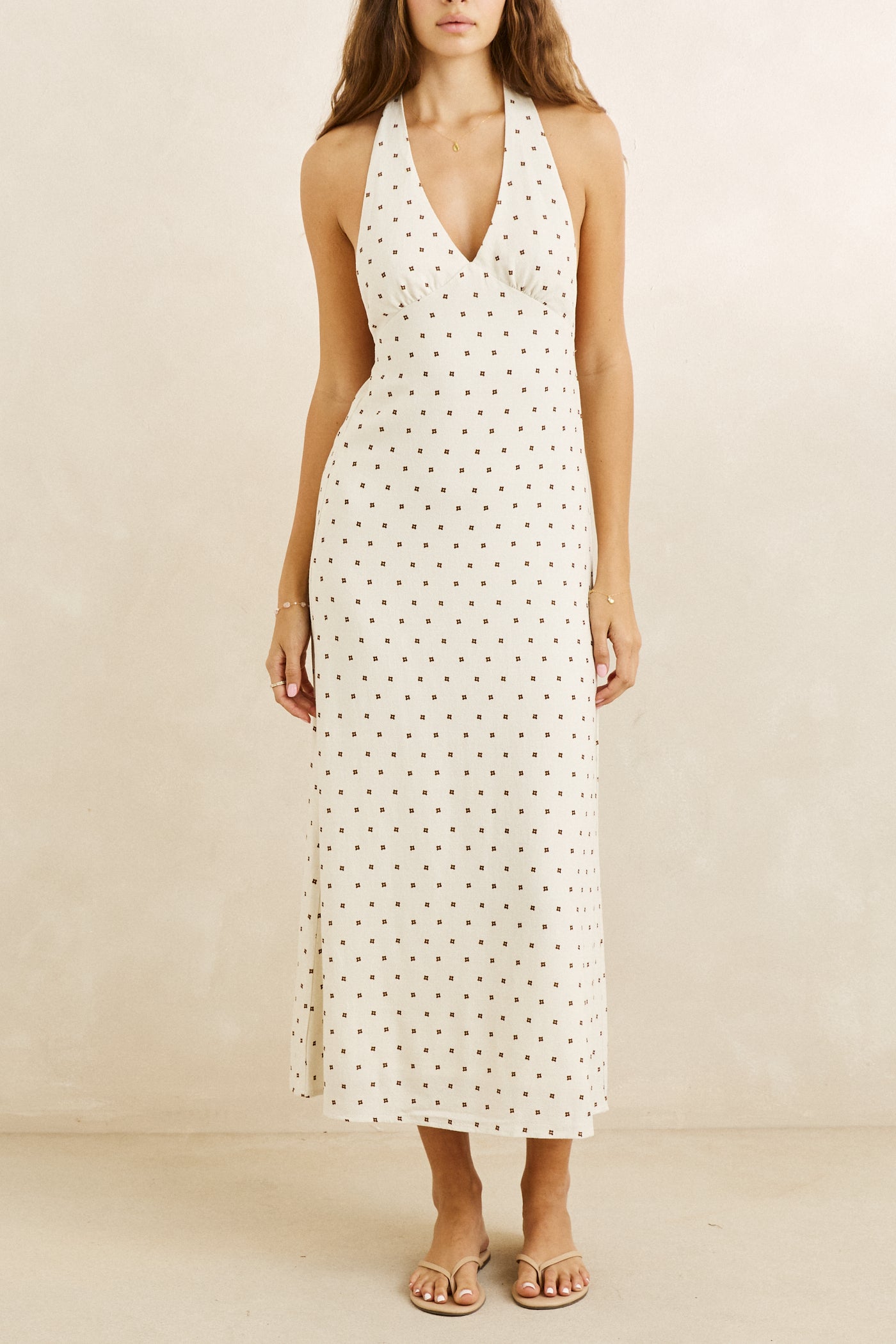 sandy halter neck maxi dress